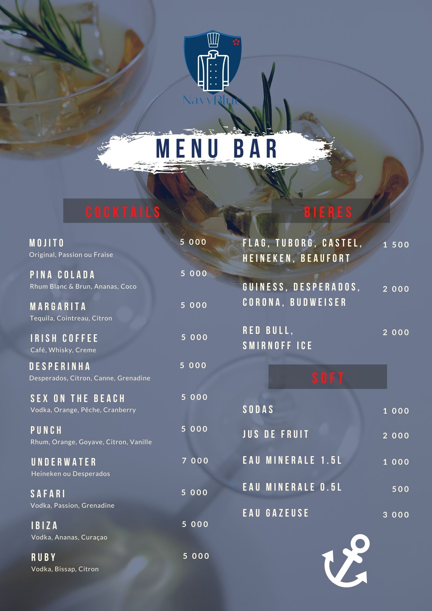 Menu de cocktail